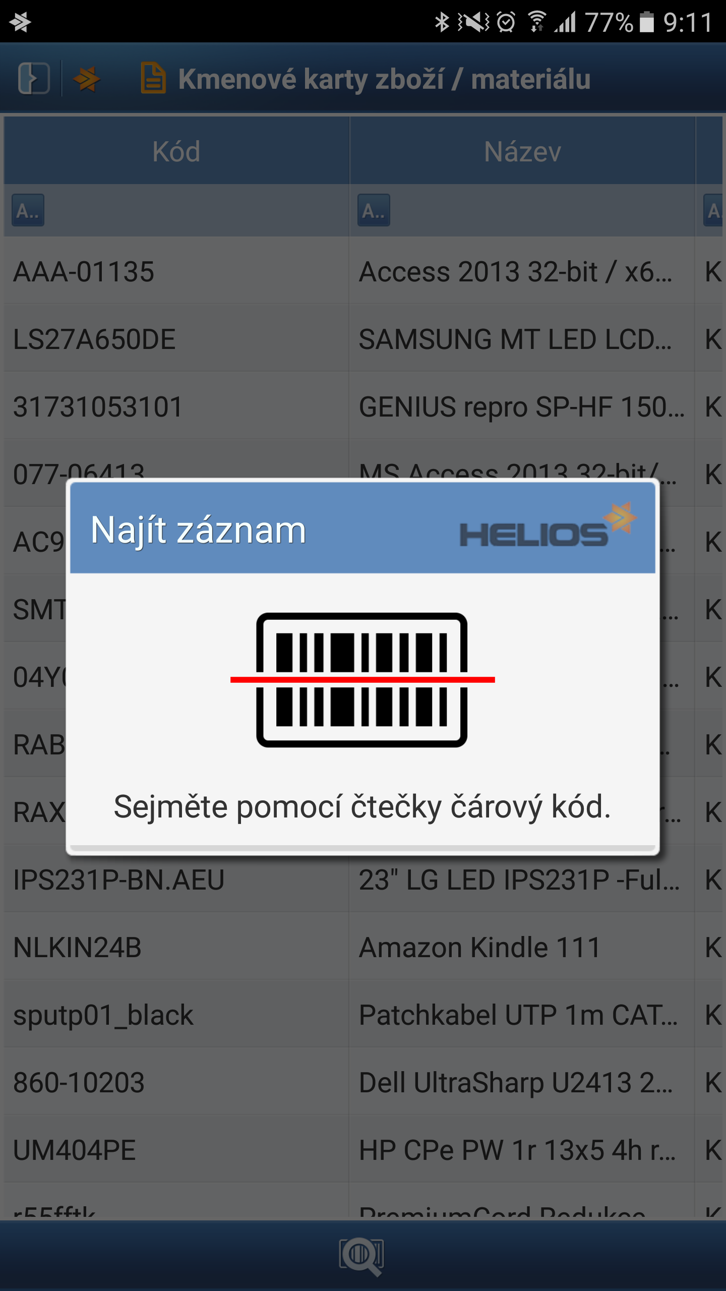 Vyhledávání čárovým kódem