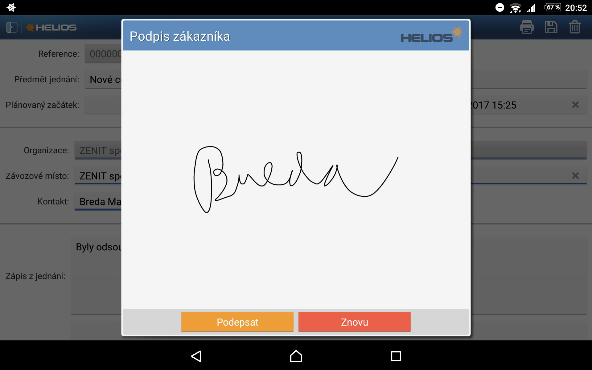 Vložení podpisu